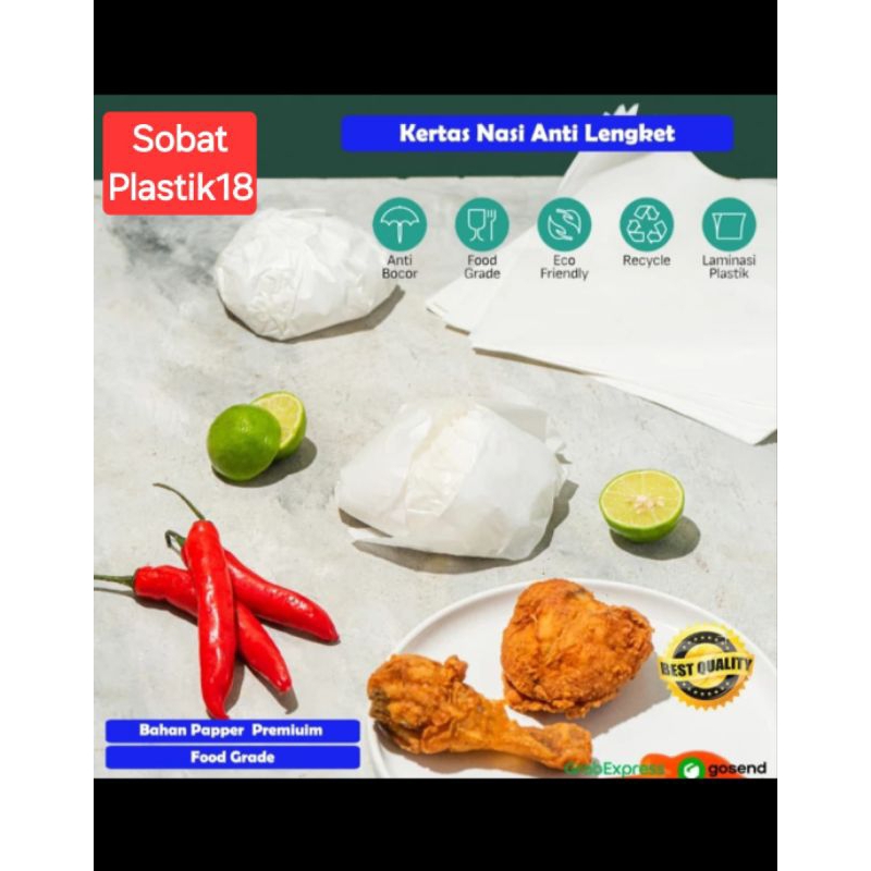 Kertas Pembungkus Nasi Kfc / Kertas Kfc / Kertas Nasi Putih Isi 100 Pcs