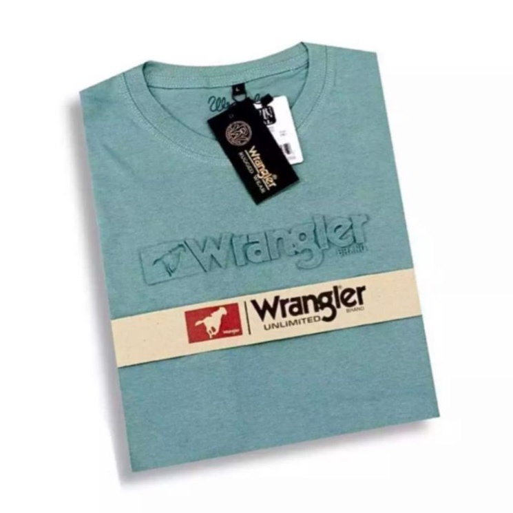 55STOK TERBATAS TShirt Wrangler Embos Dusty Green l Kaos Wrangler Sablon Timbul Size Jumbo DEWASA M 