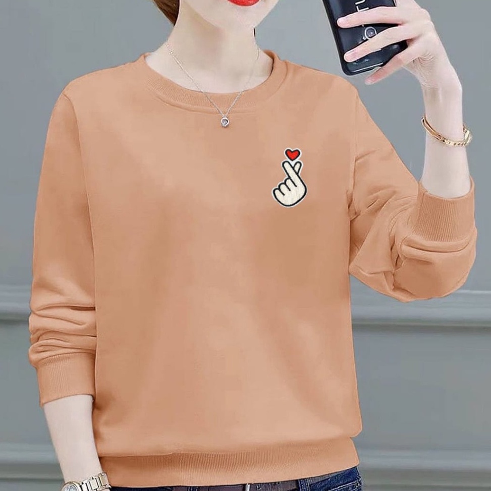 55MURAH BANGET Kaos Lengan Panjang Wanita Logo Saranghae  Kaos Sweatshirt Wanita Atasan Wanita Atasa