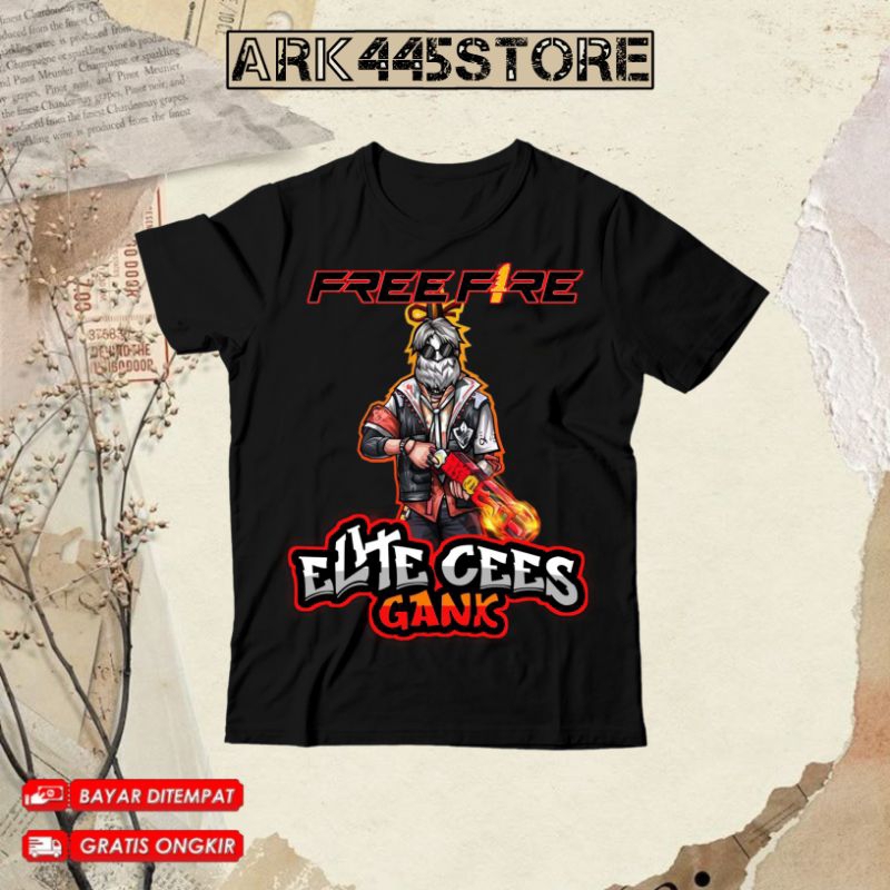 (BISA COD) Kaos Atasan Anak Motif FF Free Fireee DUO ELITE CEES GANK - Baju Anak FF  SG UNGU SG DUA 