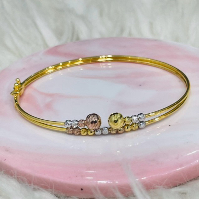gelang bangle pipa merica bola tinju warna warni cantik elegant emas asli kadar 700