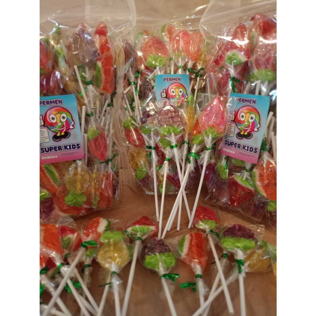 

PERMEN LOLIPOP BUAH SUPER KIDS dengan VARIAN RASA BUAH BERHADIAH ISI 100 (Langsung dari pabriknya)