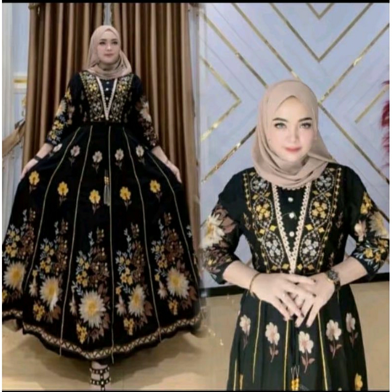 Dress / gamis Hindi Bordir bunga terbaru