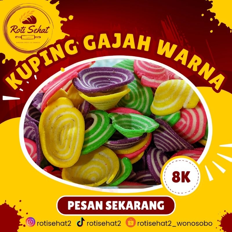 

KUPING GAJAH COKLAT DAN WARNA kemasan 500gr.