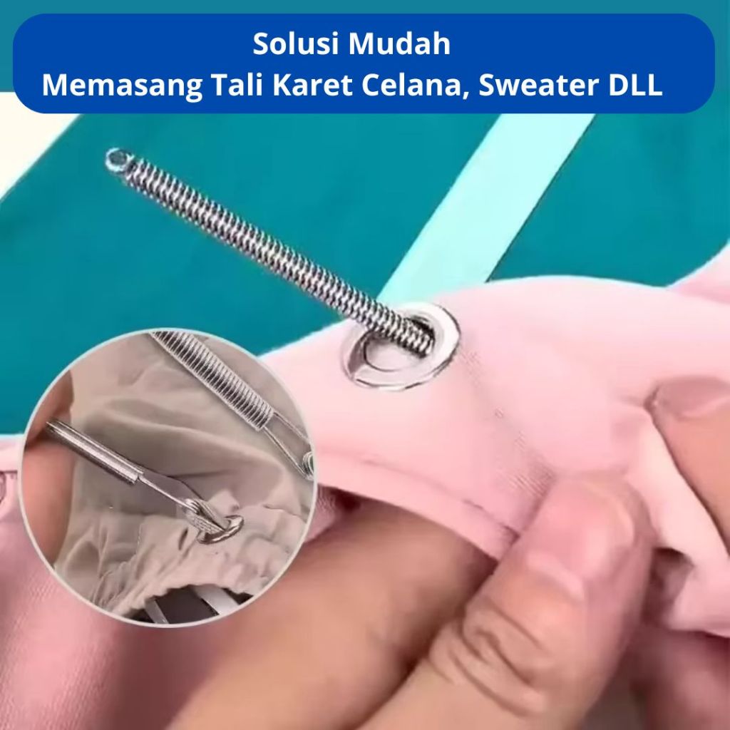 Alat Masukin Tali Celana Bantu Memasukkan Karet Pinggang Pasang Kolor Elastis Kecil Besar Meteran