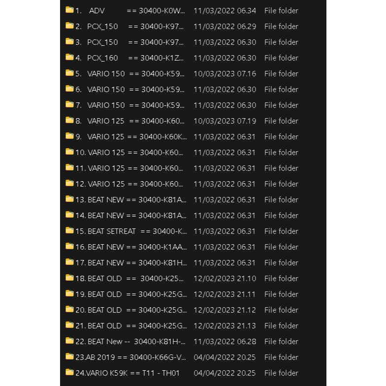 24 File Bin & XDF Shindengen Matic Honda