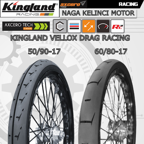 Terlaris Ban Drag Bike Racing Kingland Vellox 50/90-17 // 60/80-17 Tubetype Non Tubeless Ban Drag
