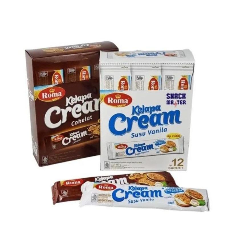 

ROMA KELAPA CREAM COKELAT | SUSU VANILLA NETTO 1 BOX ISI 12 PCS