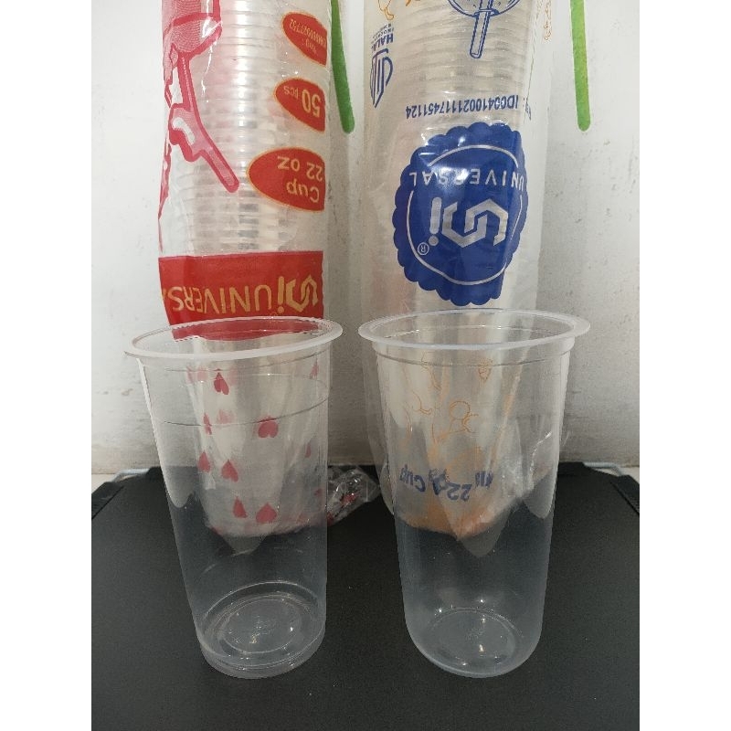 Gelas Plastik Bening Datar & Oval 22oz (Isi 50pcs) / Gelas Plastik Es Teh Jumbo