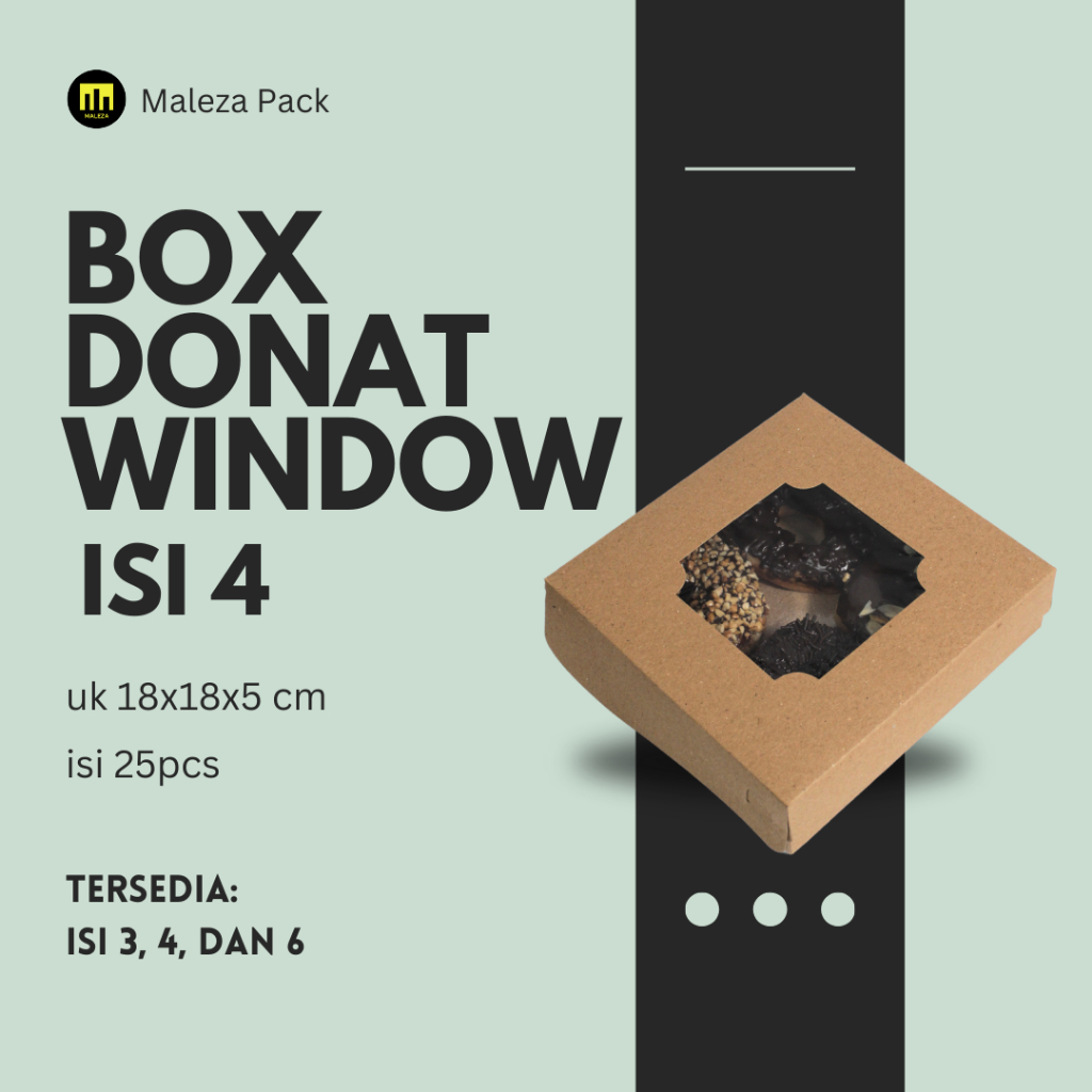 

Box Donat isi 4 Window/ Dus Donat/ Kemasan Donat isi 25pcs