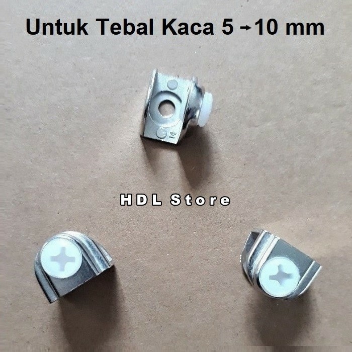 Klip Bracket Ambalan Jepit Jepitan Kaca 10mm