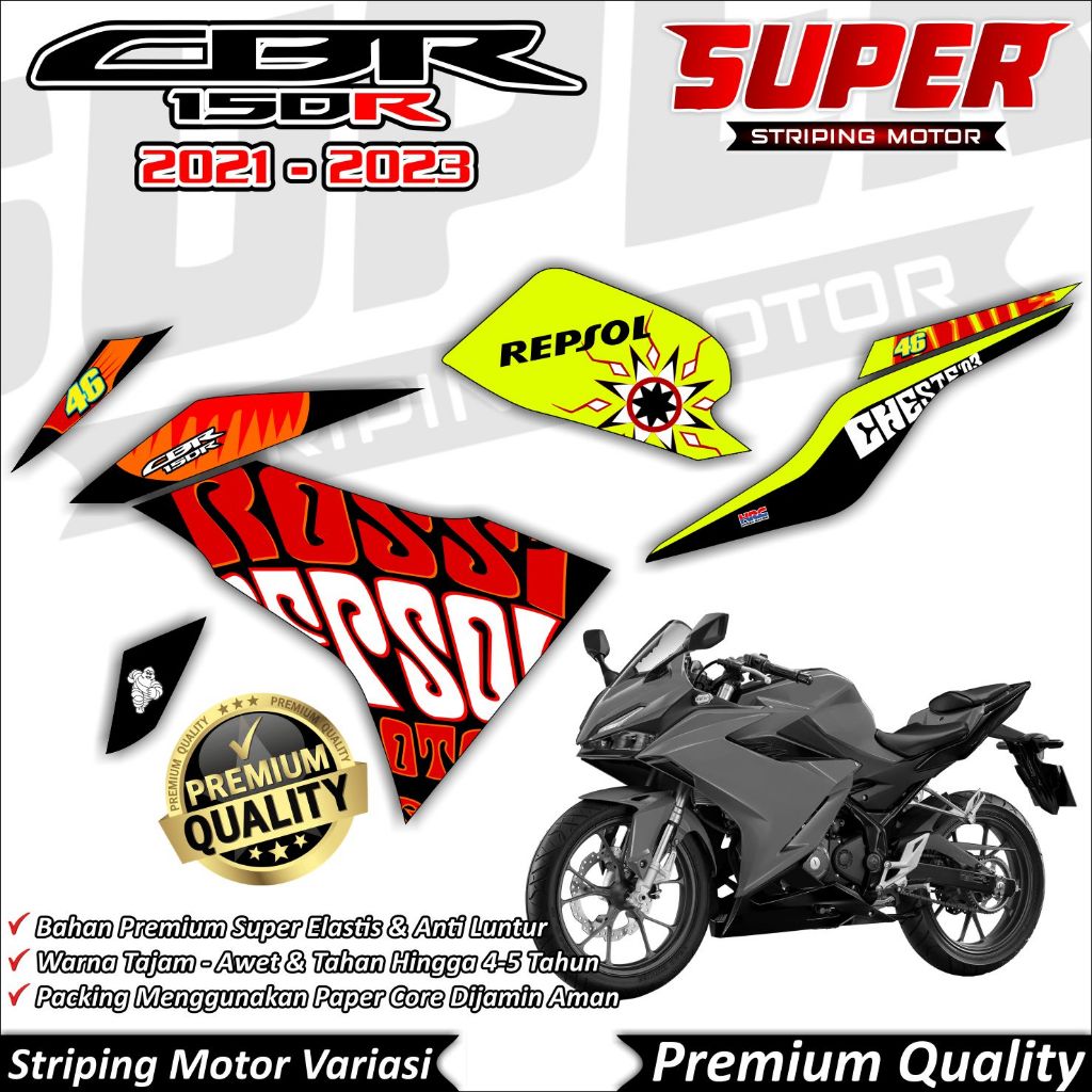 Stiker CBR 150r 2021 Anti Luntur keren Striping CBR 150r 2021 Striping Honda CBR 150r 2021 Repsol Ro