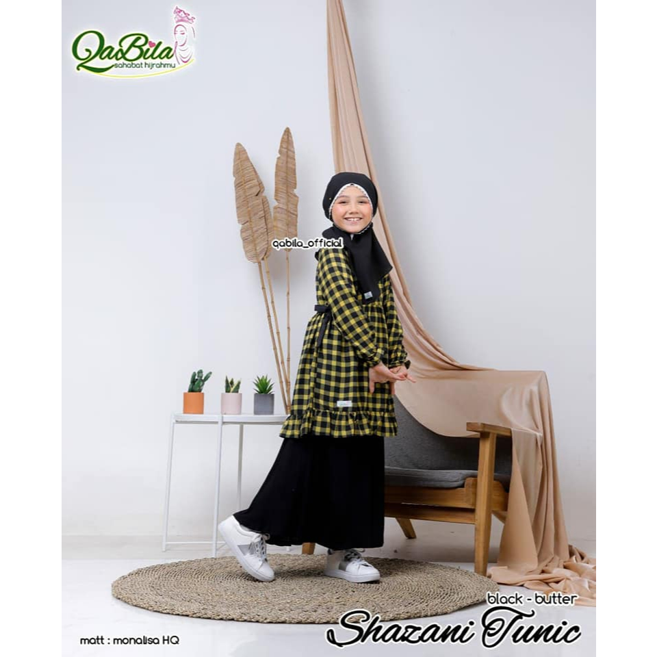 DISKON QABILA BAJU TUNIK ANAK ATASAN MOTIF KOTAK FASHION MUSLIM