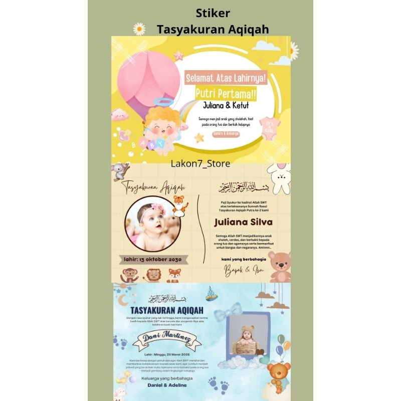 

Cetak Kartu/ Stiker Tasyakuran Aqiqah, Custom Tasyakuran Aqiqah