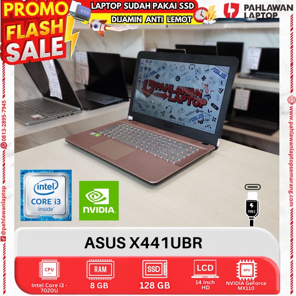 LAPTOP ASUS X441UBR Core i3 GEN 7 RAM 8GB SSD 128GB