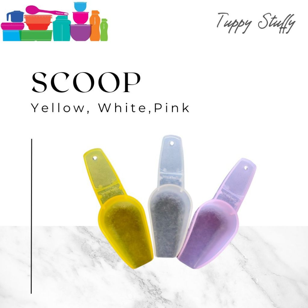 Tupperware scoop (1) yellow, white, pink | sendok takar ukuran besar tupperware sendok takar tepung