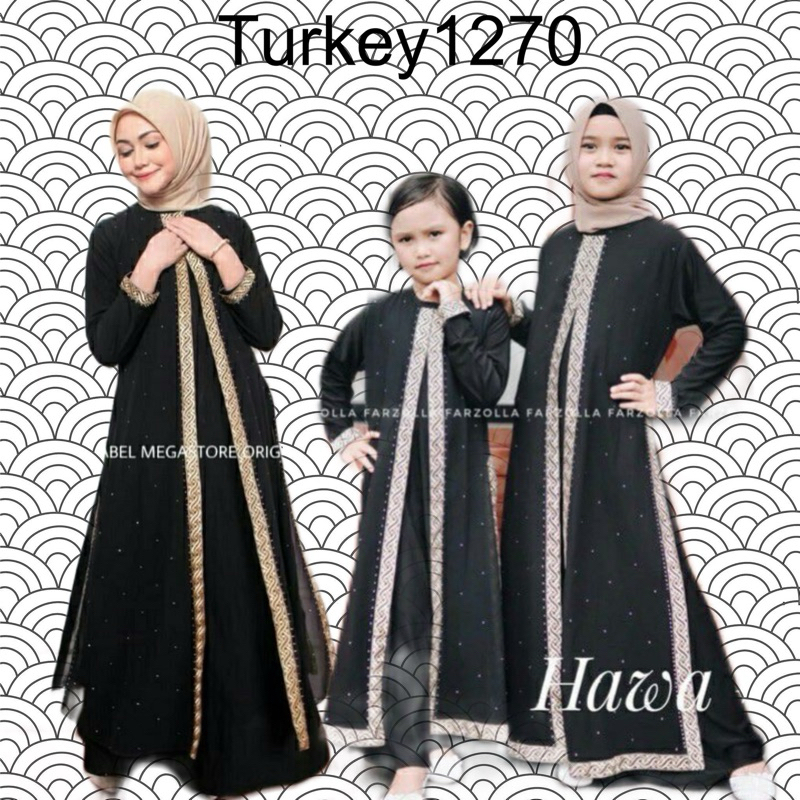 Abaya Basic Abaya Arab Saudi Abaya Dhubai Turki Motif Renda12270 Couple Ibu Dan Anak Anak  Kain Jetb
