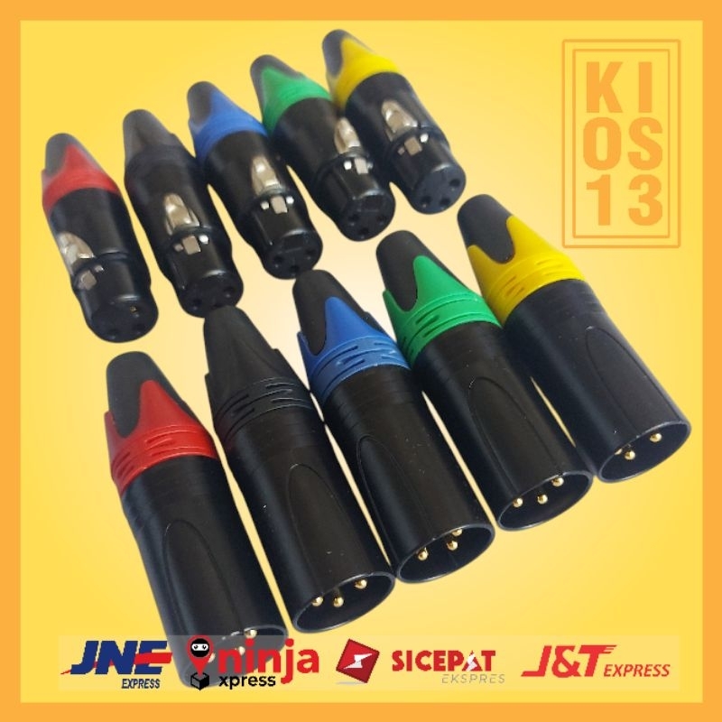 Soket Canon Xlr Male Female Jack Jek Canon Xlr 3 Pin Gold