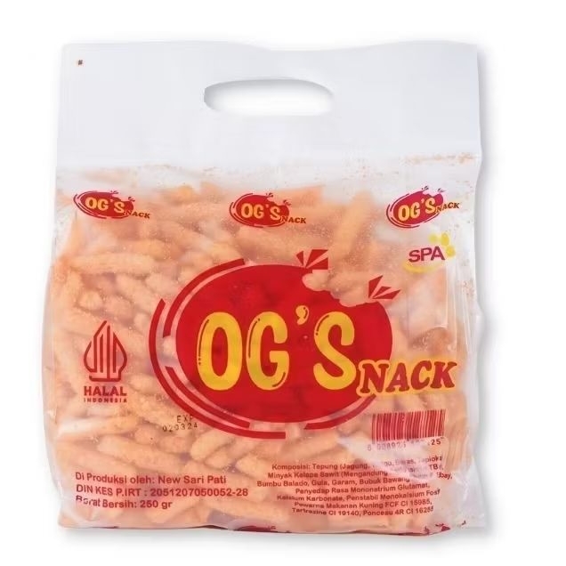 

OG SNACK / SNACK STICK JAGUNG 500gr / STICK JAGUNG BALADO / STICK JAGUNG BAKAR / BALADO / OG'S SNACK 500G