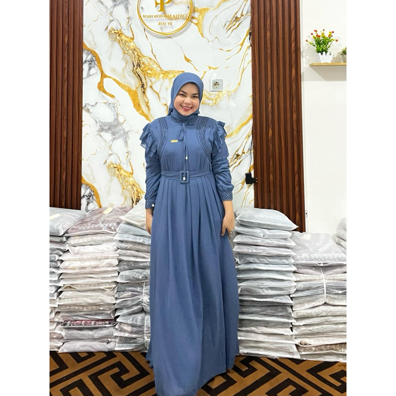Set Gamis & Jilbab Segi Empat Ceruty Kode 433