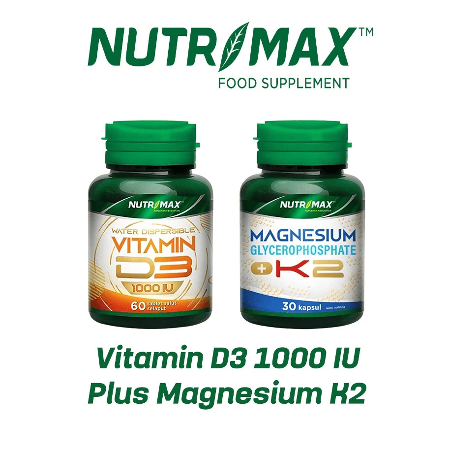 PAKET NUTRIMAX VITAMIN D3 1000 IU 60 TABLET DAN MAGNESIUM GLYCEROPHOSPHATE + K2 30 KAPSUL