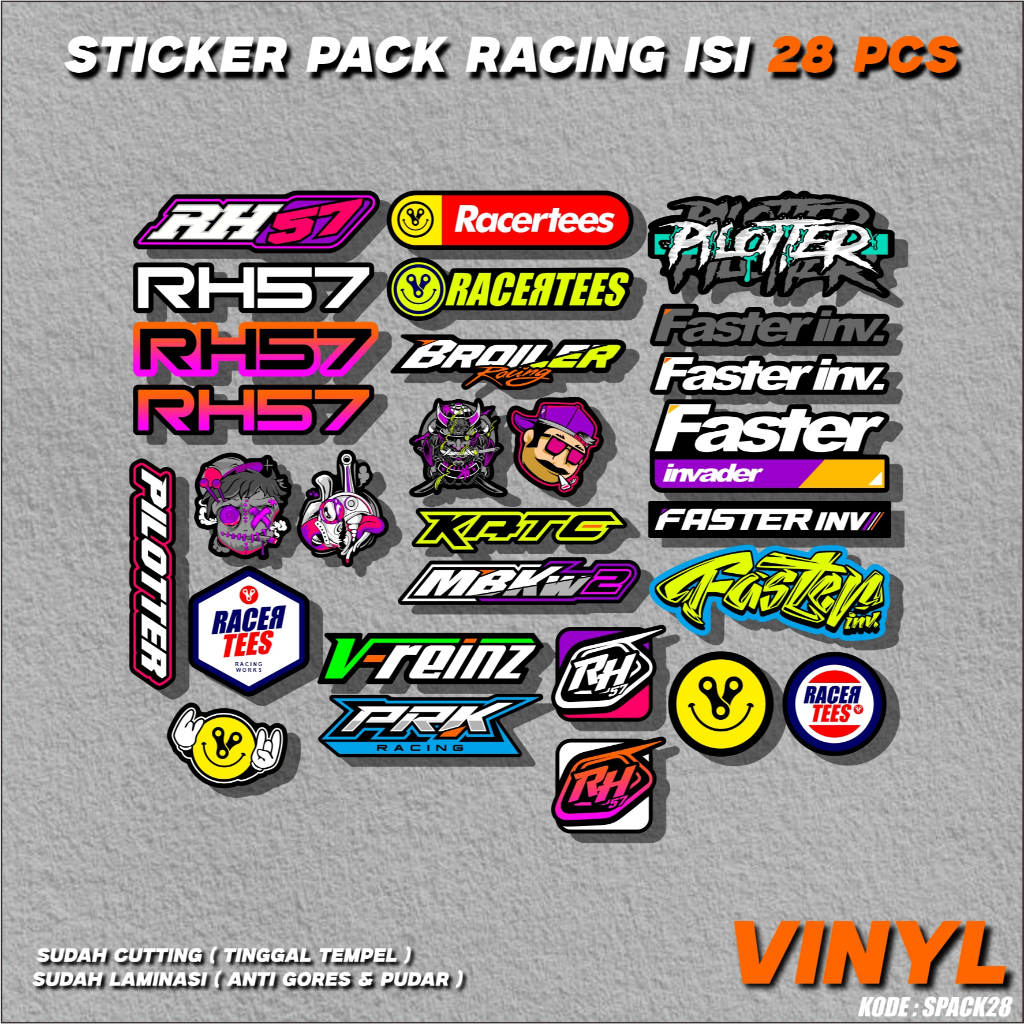 

28 Lembar Sticker Sponsor Racing / Sticker Sponsor / Sticker Motor / Sticker pack / Sticker Kecil2 cocok buat Motor Mobil Hp Laptop Helm Hologram Pelangi Vinyl Putih SPACK28