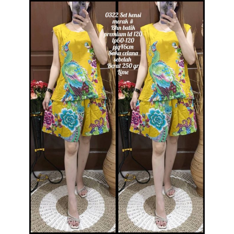 0322 Setelan Celana Baju Tidur Batik Kensi Wanita/Set Kensi Batik Premium Wanita