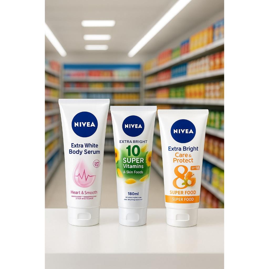NIVEA Extra Bright Care & Protect Body Serum 180ml-Nivea Body Serum Extra White Radiant & Smooth 180
