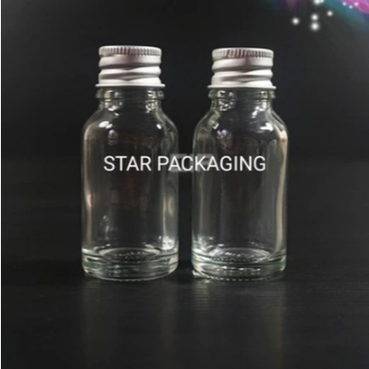 Botol Kaca 30ml Bening Tutup Ulir Alumunium Botol 30ml Kaca Bening