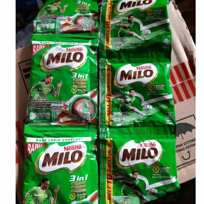 

Milo 3in1 dan Milo 22g (1 Renceng= 10pcs)