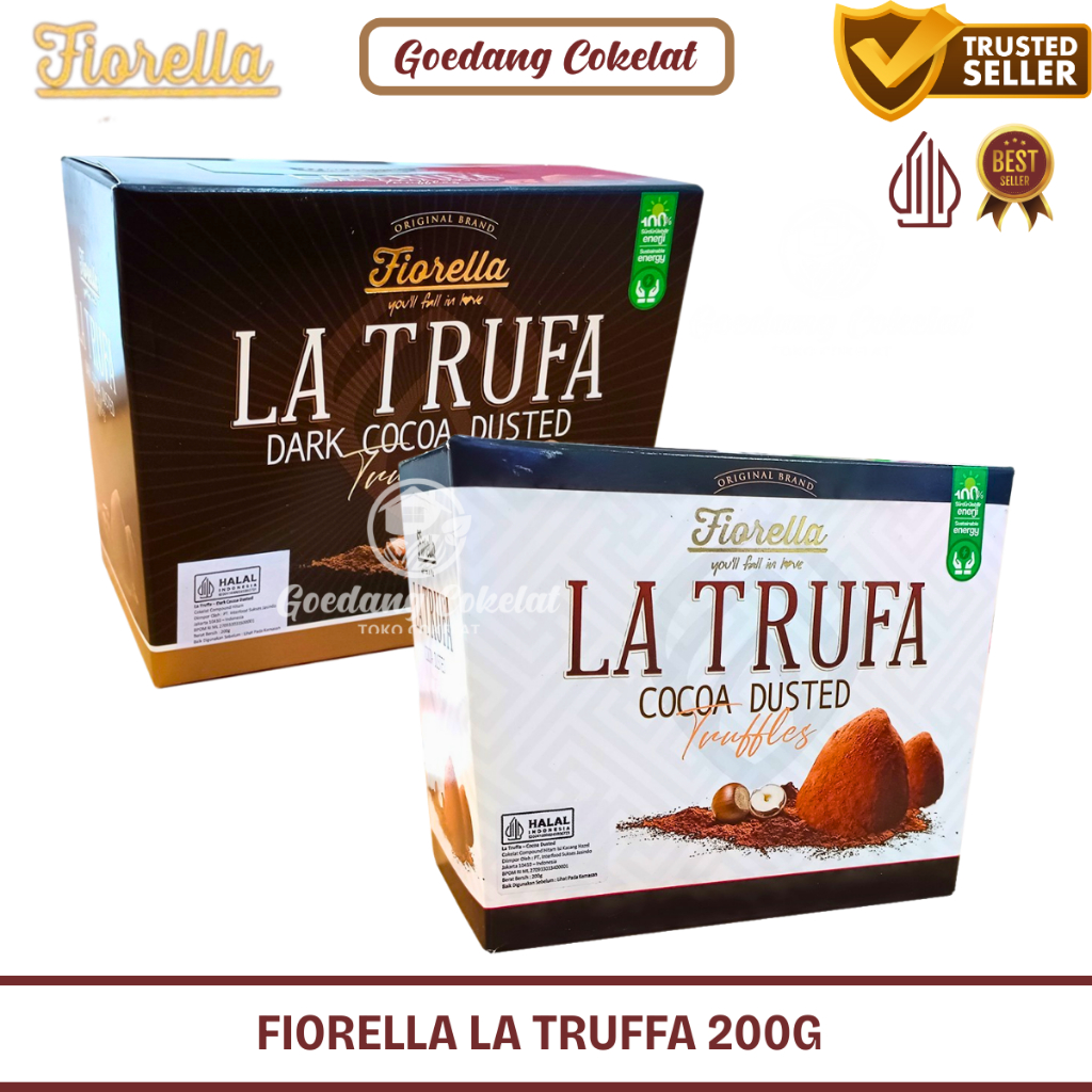 

FIORELLA LA TRUFA Dark Cocoa Dusted Chocolate 200g Cokelat Truffles Hitam Bersalut Bubuk Coklat Turki 200g
