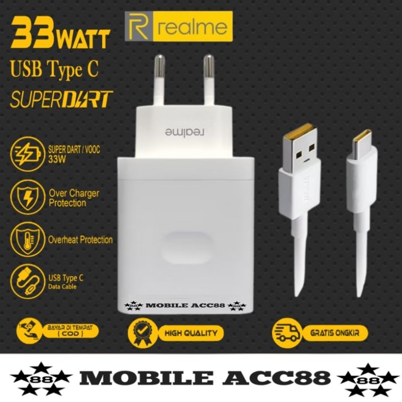 Charger Casan Realme 33Watt Original Super Dart Vooc USB Type C