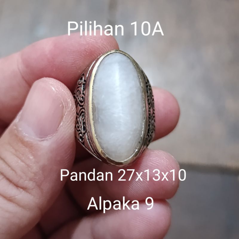 CA 42 Cincin Batu Akik Pandan Putih Alpaka Super Joss