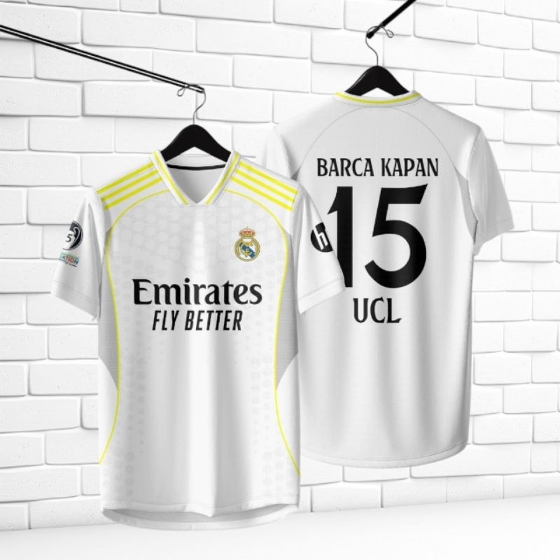 baju bola Jersey Madrid home 2025 new versi Barca kapan 15 ucl