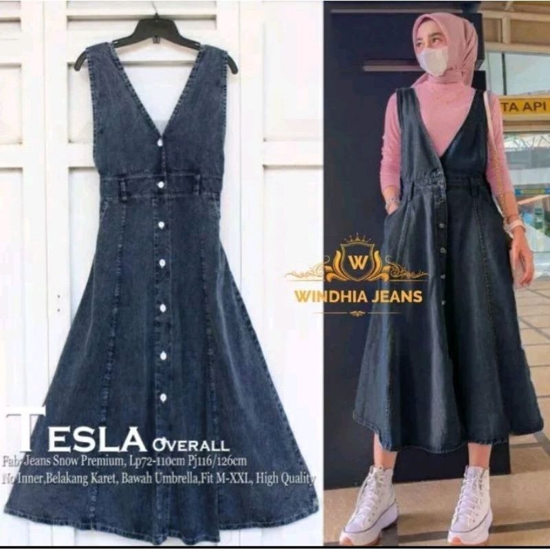Tesla Overall // Overall Jeans Wanita // Baju kodok Wanita