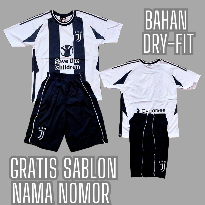 SETELAN BAJU BOLA ANAK JUVENTUS BISA SABLON NAMA NOMOR