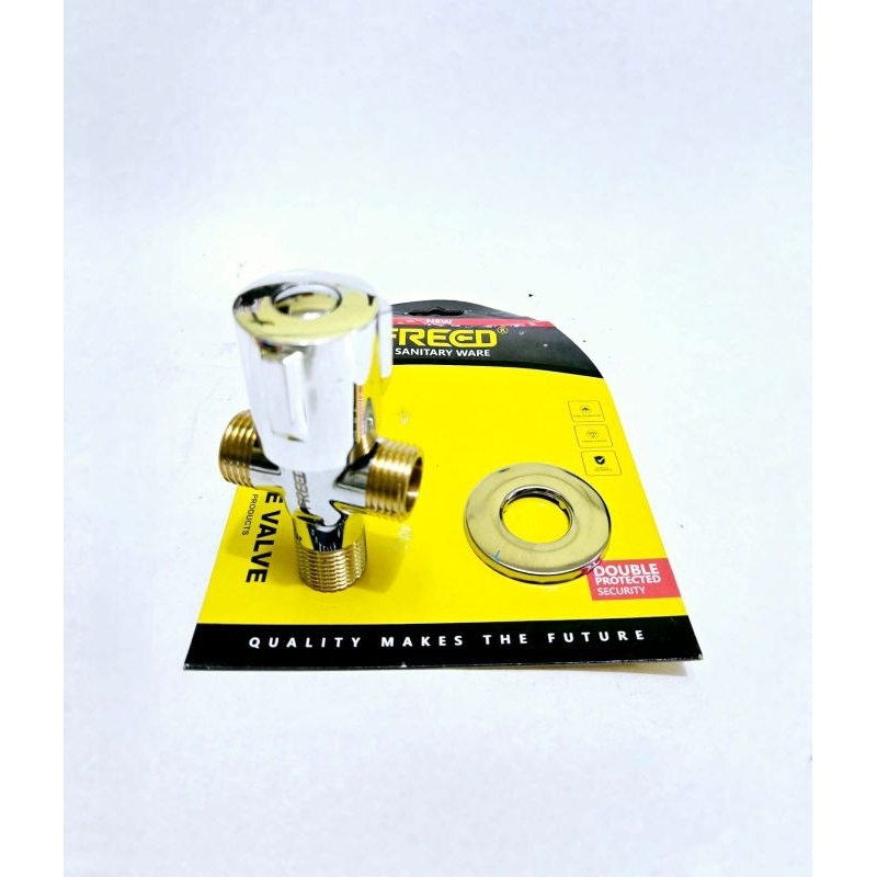 Stop Kran Shower Double Drat Kuningan Freed / stop kran Tee Shower cabang Double kuningan - FREED