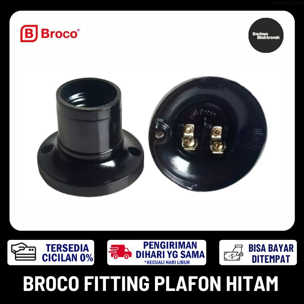 [COD READY] FITTING LAMPU PLAFON BROCO PITINGAN LAMPU HITAM LAMP HOLDER SOCKET E27 BLACK 210L PITING