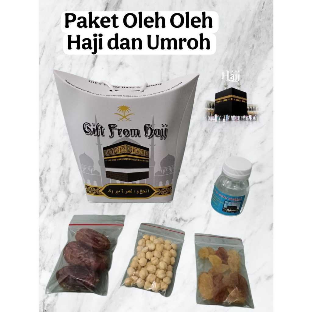 

Paket Oleh oleh Haji Umrah Tas Jinjing Air Zamzam Tasbih Coklat Krikil