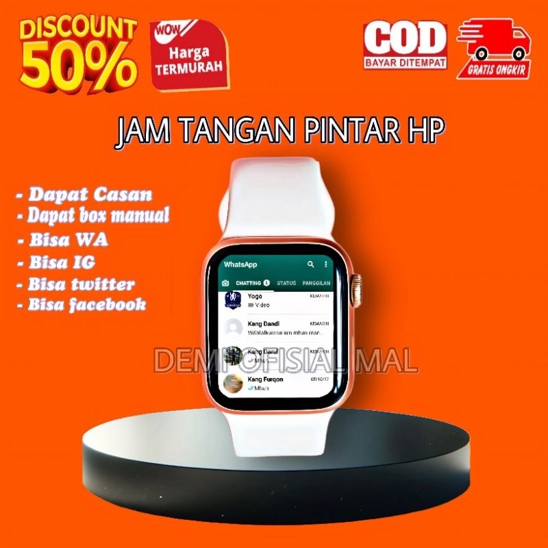 [100%Original] Smartwatch Jam Tangan Hp Android Layar Sentuh Tahan Air Pria Wanita Terbaru Unisex