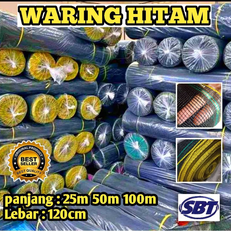 Waring Hitam Panjang 25m 50m 100m Lebar/Tinggi 120cm| Jaring Kolam Ikan, Kebun, Ternak, Proyek