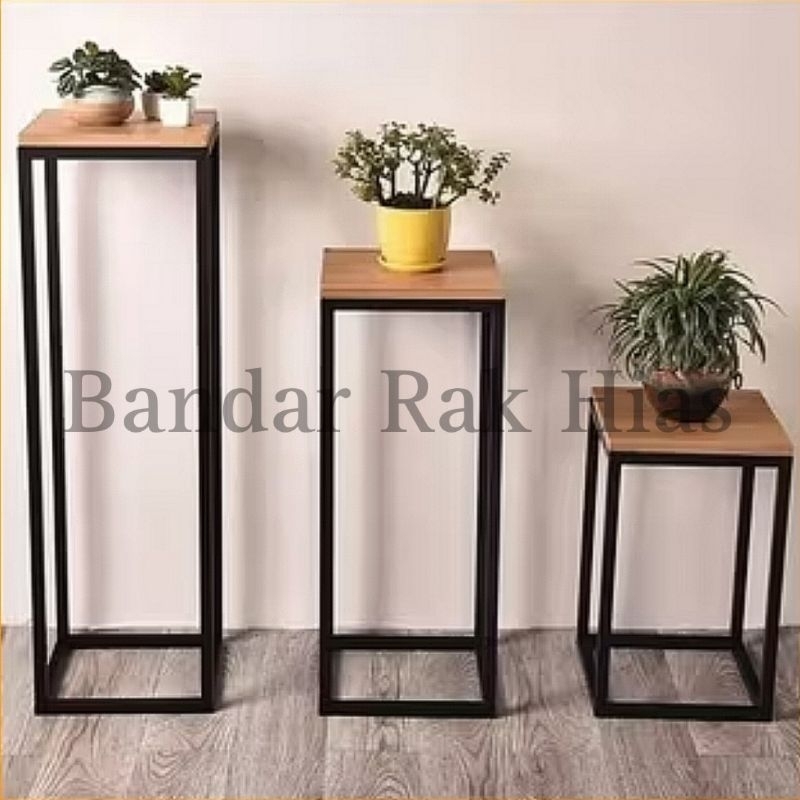 RAK STANDING POT BUNGA HIAS PERSEGI BAHAN BESI HOLO TEBAL DAN KOKOH