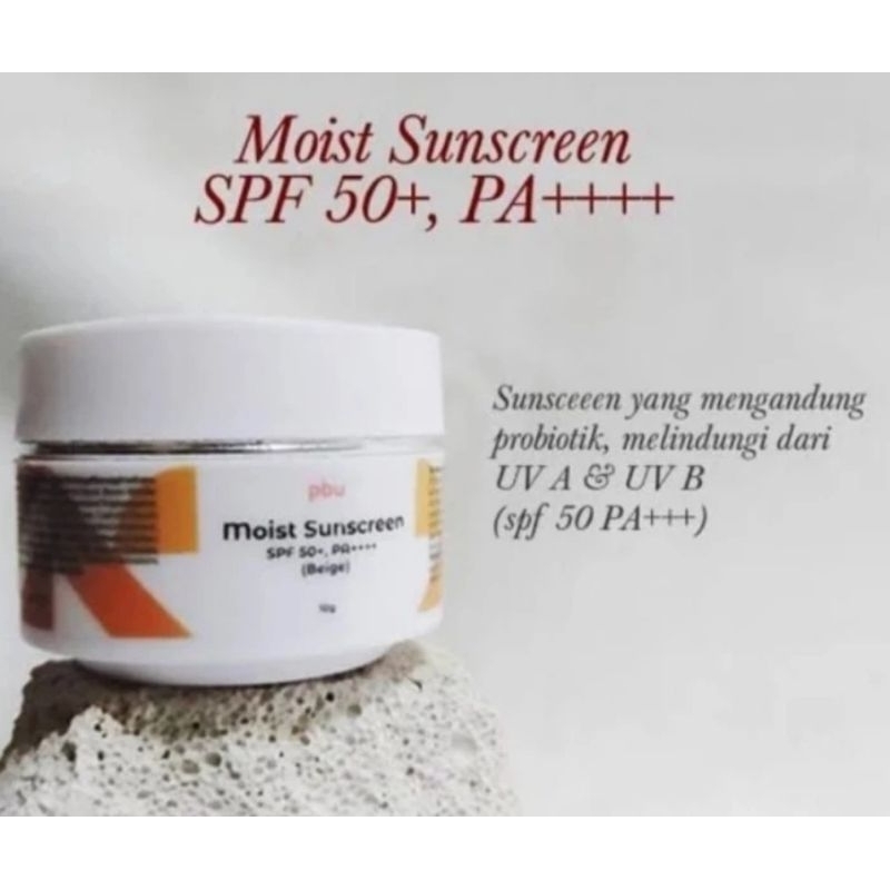 PBU Moist Sunscreen SPF 50 + PA ++++ ( Beige ) - sunblock cream pencerah pelembab - krim tabir surya