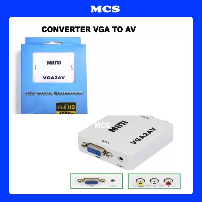 VGA to AV RCA Converter Input VGA Female with Audio 2 AV RCA