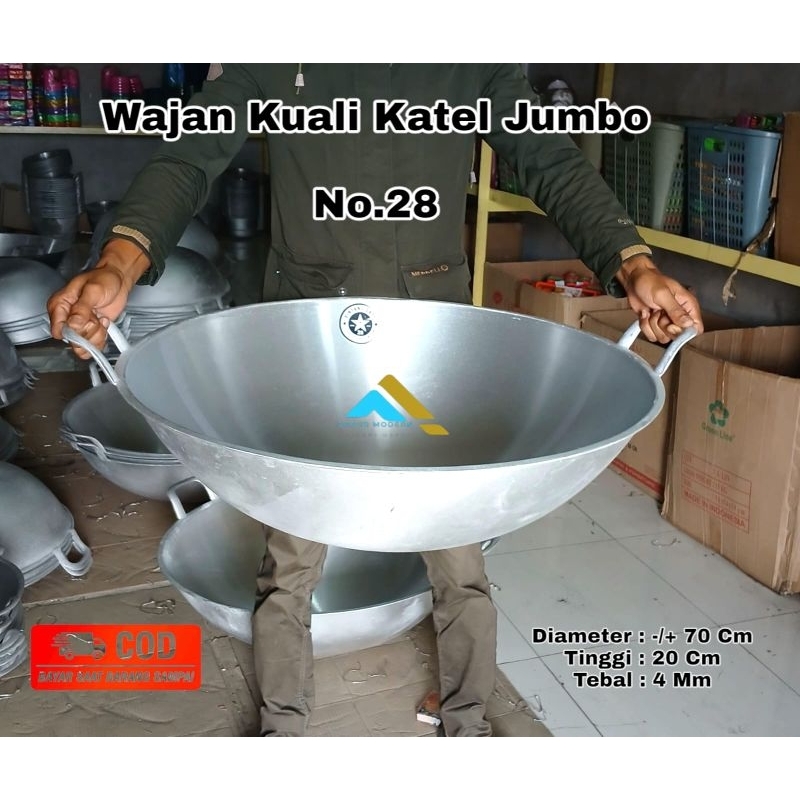Wajan Kuali katel Super Jumbo No. 28 Bahan alumunium cor Tebal tahan panas awet