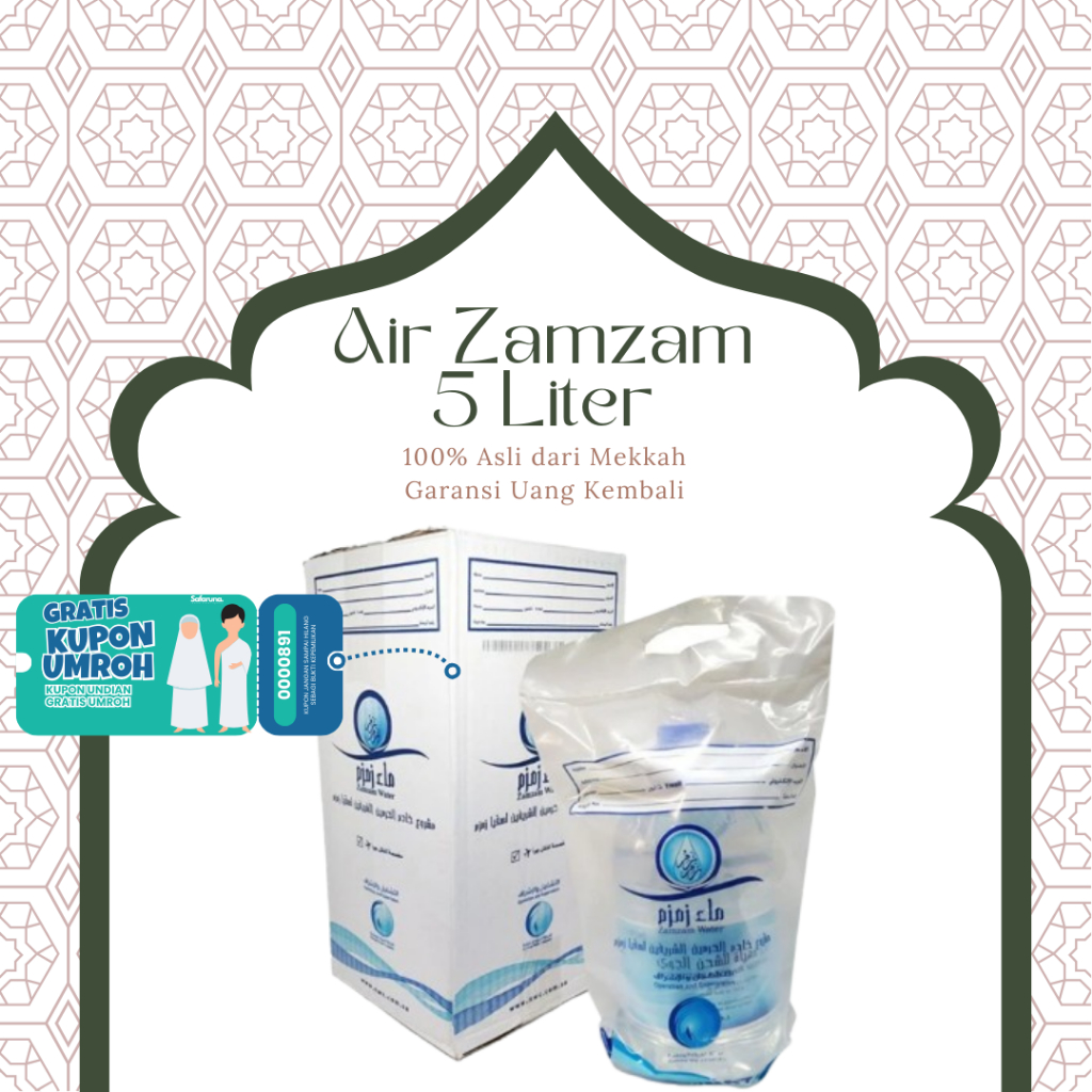 

Air zam zam 5 liter asli barcode / oleholeh haji dan umrah / air zamzam original