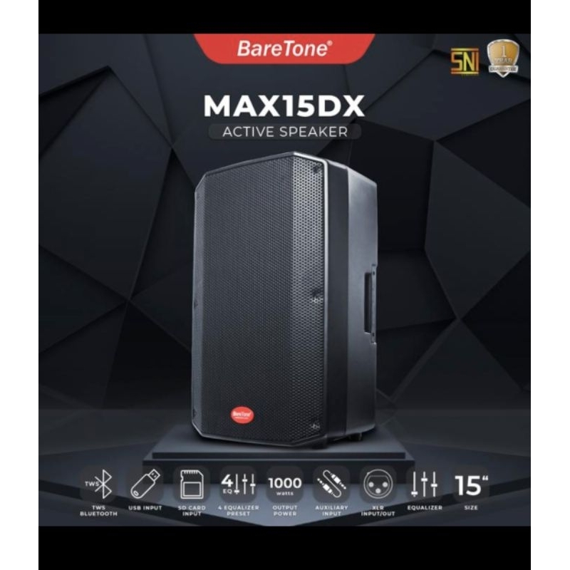 SPEAKER AKTIF BARETONE MAX15DX MAX 15DX 15 INCH 1000 WATT GARANSI ORIGINAL