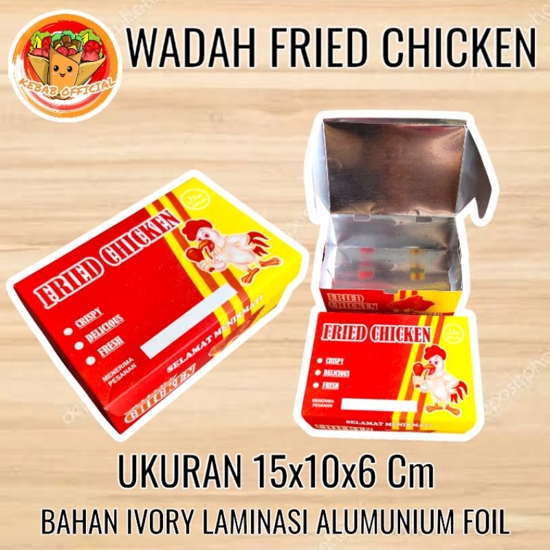 

50 Pcs Dus Kemasan Wadah Fried Chicken Ukuran 15x10x6 Cm Bahan Laminasi Alumunium Foil