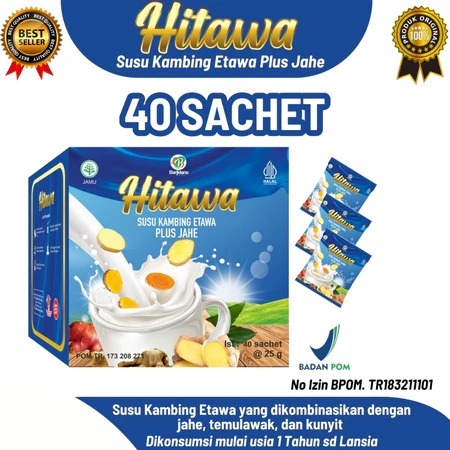 

HITAWA SACHET / Netto 1KG isi 40 Pcs / Susu Etawa Plus Herbal Jahe Kunyit Temulawak
