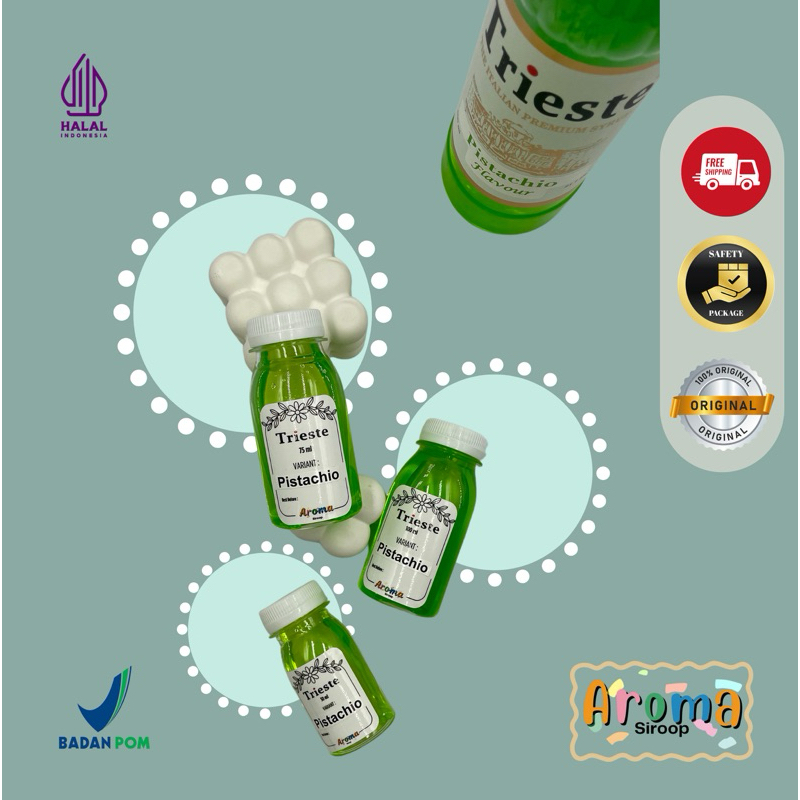 

Trieste Syrup - REPACK sirup Trieste Pistachio (100ml - 75 ml - 30 ml) Asli 100% ORIGINAL